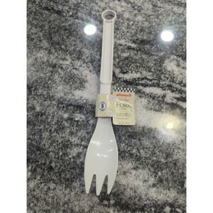Shaw's Super Temp White Melamine Serving Fork Meat Fork Cooking Utensil